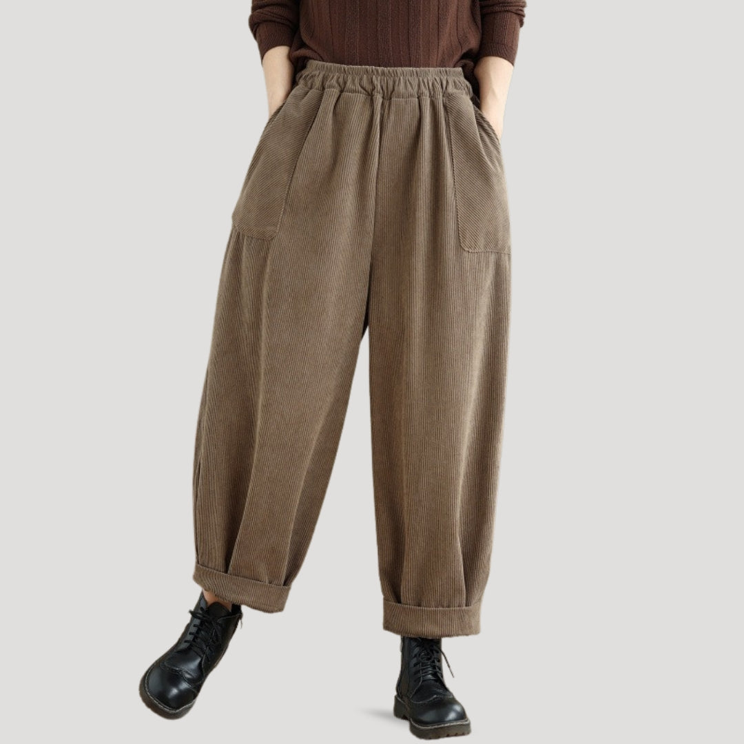 Women’s Corduroy Wide-Leg Trousers | High-Waisted Fit and Relaxed Style