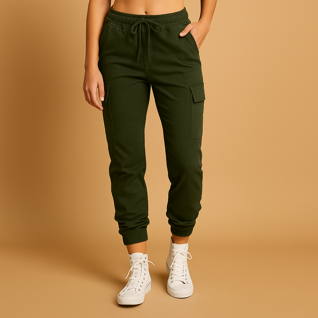Women's High-Waisted Slim Cargo Trousers